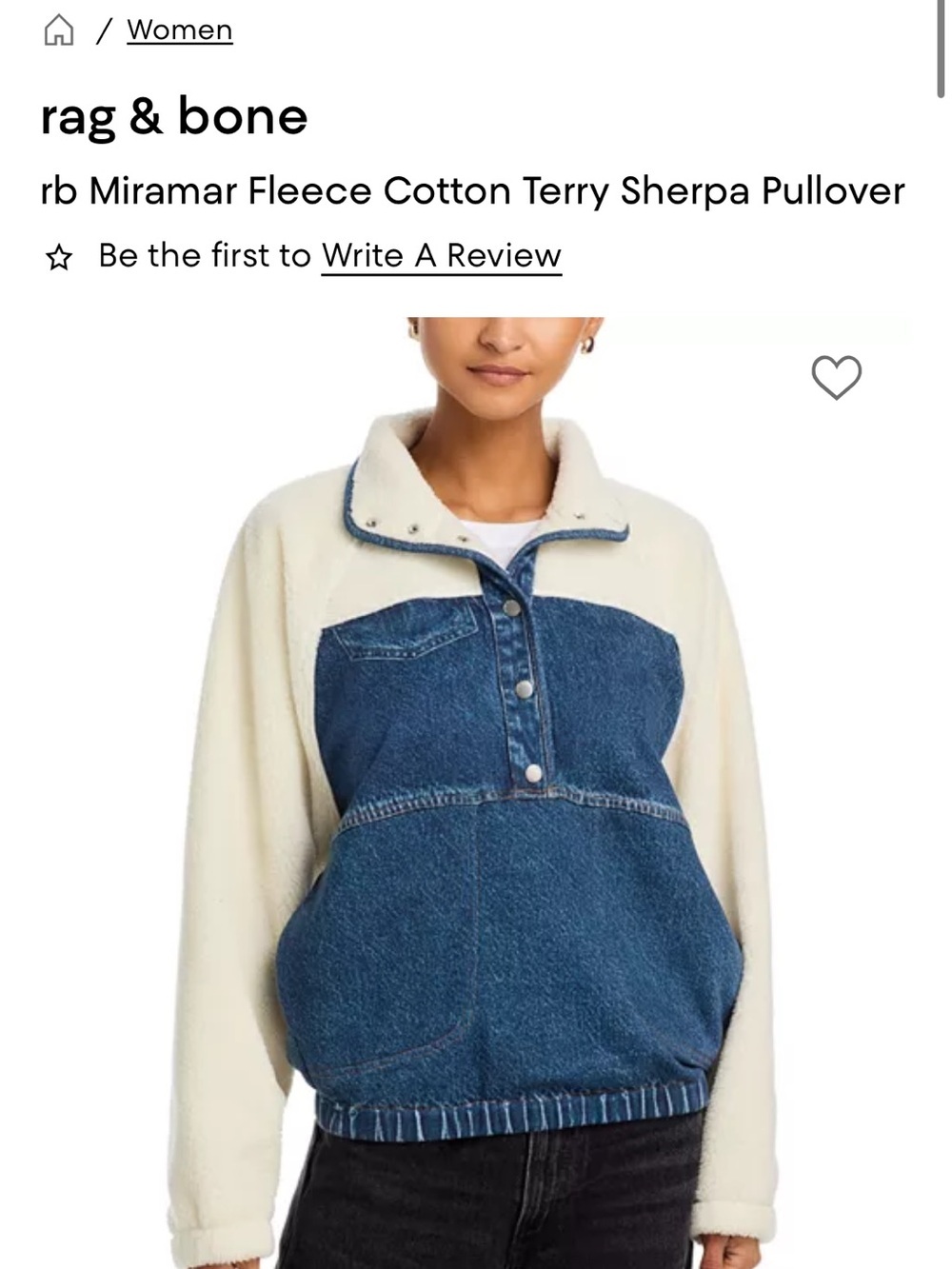 rag & bone Miramar Sherpa Pullover Size Large
